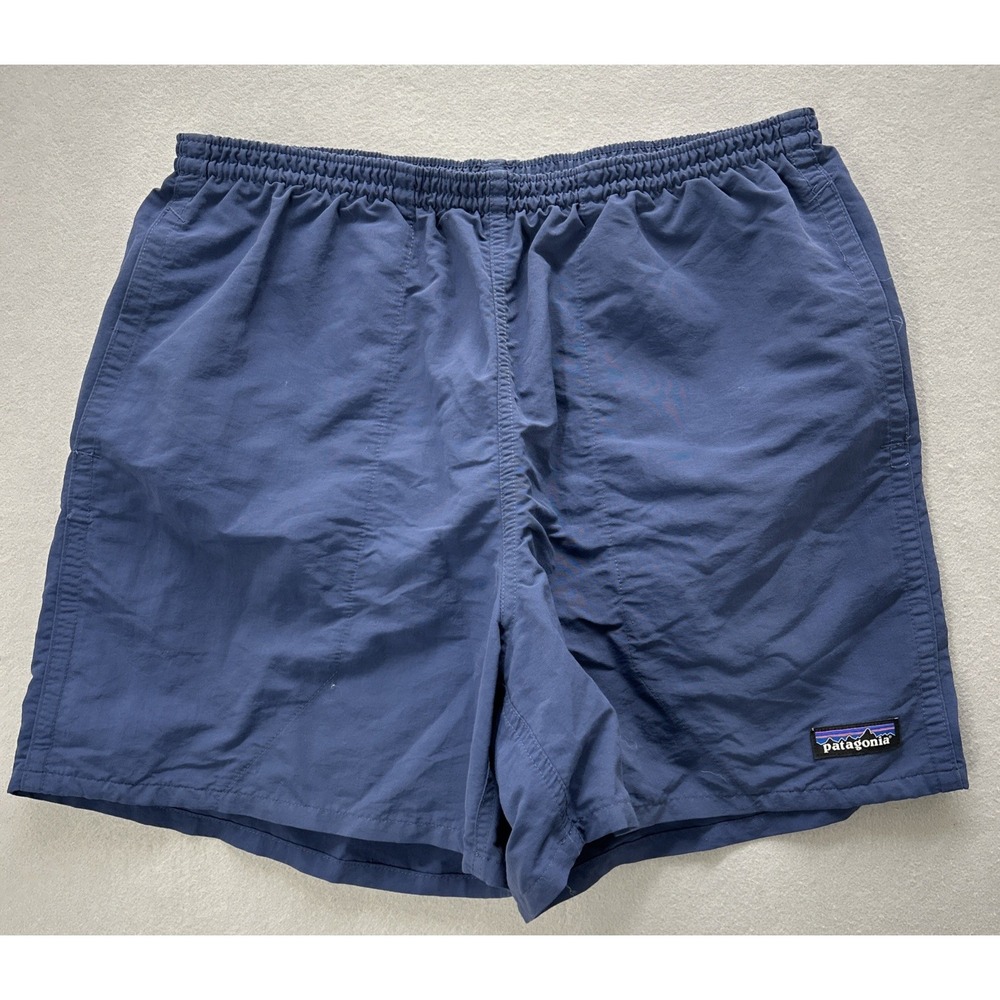 Patagonia Baggies Men M Blue Swim Trunks Lined Shorts Elastic Waist Drawstring